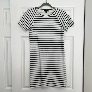 J. Crew French Terry Ivory and Navy Striped Dress XXS